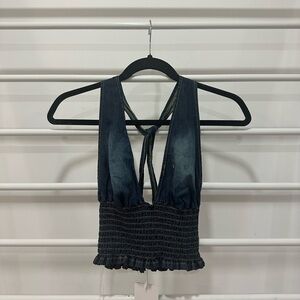 LA Hearts Denim Halter Tie Top
